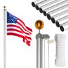 Flag Pole Kit for Outside House in Ground, 30FT Sectional Aluminum Extra Thick Flagpole, 5x3 US Flag, Heavy Duty Flag Poles Kit for Yard