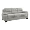 Modern Living Room 3pc Sofa Set Plush Comfortable Sofa Loveseat Chair Gray Textured Fabric Channel Tufting Solid Wood Frame Furniture