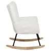 Teddy Fabric Rocking Chair, Upholstered Rocker Armchair with High Backrest, Modern Rocking Accent Chair for Nursery, Living Room, Bedroom, White