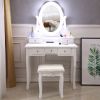 FCH With Light Bulb Single Mirror 5 Drawer Dressing Table White(=60709581)