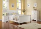 Modern 1pc Twin Size Bed Bedroom Furniture Sleigh Design Headboard Footboard Plywood 1pc Bedframe White Color