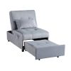 Modern Lift Top Storage Bench with Pull-out Bed 1pc Gray Velvet Tufted Solid Wood Furniture Convertible Chair