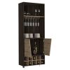 Fraktal Corner Bar Cabinet, Ten Built-in Wine Rack, Two Shelves, Double Door