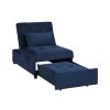 Modern Lift Top Storage Bench with Pull-out Bed 1pc Dark Blue Velvet Tufted Solid Wood Furniture