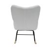 Modern Rocking Chair,Teddy Fabric Chair with High Backrest,Rocking Accent Chairs for Nursery,Living Room,Bedroom(White)