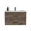 Floating Vanity Bathroom 20.4H" with 2 Drawer Organizers, Dark Brown / White