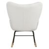 Teddy Fabric Rocking Chair, Upholstered Rocker Armchair with High Backrest, Modern Rocking Accent Chair for Nursery, Living Room, Bedroom, White