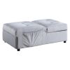 Modern Lift Top Storage Bench with Pull-out Bed 1pc Gray Velvet Tufted Solid Wood Furniture Convertible Chair