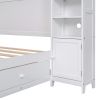 Full Size Wooden Bed With All-in-One Cabinet and Shelf, White