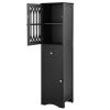 Tall Bathroom Cabinet, Freestanding Storage Cabinet with Drawer and Doors, MDF Board, Acrylic Door, Adjustable Shelf, Black