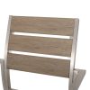 Outdoor Modern Aluminum Dining Chair with Faux Wood Seat (Set of 2), Natural and Silver