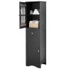 Tall Bathroom Cabinet, Freestanding Storage Cabinet with Drawer and Doors, MDF Board, Acrylic Door, Adjustable Shelf, Black