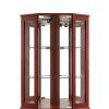 6 Shelf Corner Curio Display Cabinet with Lights, Mirrors and Adjustable Shelves, Cherry(E26 light bulb not included)