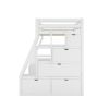 Twin Size Loft Bed with 7 Drawers 2 Shelves and Desk - White