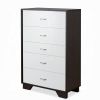 White and Espresso 5-Drawer Chest