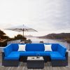 Fully Equipped Weaving Rattan Sofa Set with 2pcs Middle Sofas & 4pcs Single Sofas & 1 pc Coffee Table Black Embossed - Woven Rattan