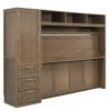 Full Size Murphy Bed with Wardrobe, Drawers and Open Shelves, Antique Grey(Expected Arrival Time: 8.15)