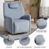 Blue Swivel and Rocker Power Recliner Chair with Lumbar and Neck Support Pillow, Max Swivel Degree 270¬∞