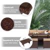 8-Piece Set Outdoor Rattan Dining Table And Chair Brown Wood Grain Rattan Khaki Cushion Plastic Wood Surface