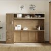 Full Size Murphy Bed with Wardrobe, Drawers and Open Shelves, Antique Grey(Expected Arrival Time: 8.15)