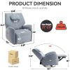 Blue Swivel and Rocker Power Recliner Chair with Lumbar and Neck Support Pillow, Max Swivel Degree 270¬∞