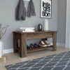 DEPOT E-SHOP Saturn Storage Table, Four Legs, Lower Shelf, Dark Brown