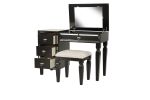 Traditional Formal Black Color Vanity Set w Stool Storage Drawers 1pc Bedroom Furniture Set Tufted Seat Stool