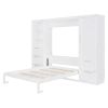 Queen Size Murphy Bed Wall Bed with Closet ,Drawers and Shelves,White