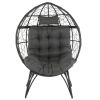 Wicker Egg Chair, Oversized Indoor Outdoor Lounger with Soft Cushions, Teardrop Cuddle Seat for Patio Porch Backyard Living Room Balcony