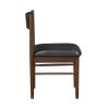 Black Leather Upholstered Side Chairs Set of 2, Modern Contemporary Cherry Finish Wooden Furniture Dining Chairs