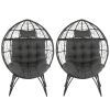 Wicker Egg Chair, Oversized Indoor Outdoor Lounger with Soft Cushions, Teardrop Cuddle Seat for Patio Porch Backyard Living Room Balcony