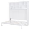 Queen Size Murphy Bed Wall Bed with Top Shelves & USB,White