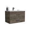 Floating Vanity Bathroom 20.4H" with 2 Drawer Organizers, Dark Brown / White