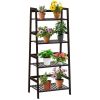 4-Tier Bamboo Plant Rack with Guardrails Stable and Space-Saving