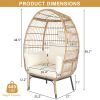 Wicker Egg Chair, Oversized Indoor Outdoor Lounger with Stand and Cushions for Patio Porch Backyard Living Room Balcony