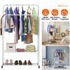 Clothing Rack with Wheels Double Rails Clothes Rack Rolling Rack for Indoor Bedroom Clothes Rack Max LoadShelf on Wheels(White)