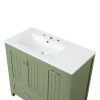 36" Bathroom Vanity with Sink, One Cabinet with Two doors and One Big Drawer and One Flip Drawer, Solid Wood and MDF Board, Green