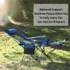 Camping Lounge Chair, Portable Camping Chair with Footrest, Folding Reclining Camping Chair,Storage Bag & Headrest, Mesh Recliner