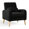 Mid-Century Modern Accent Chair, Upholstered Armchair Living Room Chair, Comfy Single Sofa Chair with Metal Legs