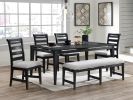 Modern 1pc Dining Bench Black Frame Upholstered Cushion Plush Comfort Seat Kitchen Dining Room Furniture