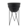 METAL 14" PLANTER IN STAND, BLACK