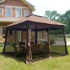 Outdoor 11x 11Ft Pop Up Gazebo Canopy With Removable Zipper Netting,2-Tier Soft Top Event Tent