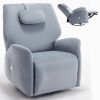 Blue Swivel and Rocker Power Recliner Chair with Lumbar and Neck Support Pillow, Max Swivel Degree 270¬∞