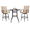 2pcs Wrought Iron Swivel Bar Chair Patio Swivel Bar Stools Black(without table)