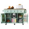 Kitchen Cart with Rubber wood Drop-Leaf Countertop ,Cabinet door internal storage racks