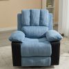 Recliner chair with Heat and Vibrating Massage, Comfy Padded Overstuffed Soft Fabric Heated Recliner (Blue and Black)