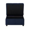 Modern Lift Top Storage Bench with Pull-out Bed 1pc Dark Blue Velvet Tufted Solid Wood Furniture