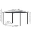 10' x 12' Hardtop Gazebo Canopy with Polycarbonate Roof, Aluminum Frame, Permanent Pavilion Outdoor Gazebo with Netting and Curtains for Patio, Garden