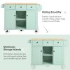 Kitchen Cart with Rubber wood Drop-Leaf Countertop ,Cabinet door internal storage racks