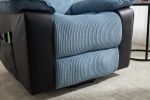 Recliner chair with Heat and Vibrating Massage, Comfy Padded Overstuffed Soft Fabric Heated Recliner (Blue and Black)